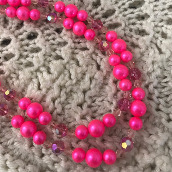 💖 VTG Neon Pink Double-Stranded Beaded Necklace ✨ FINAL PRICE ✨ - Picture 4 of 4